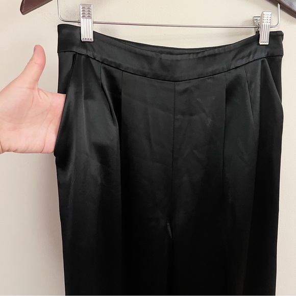 Cinq a Sept Alexi Black Satin Pants Size 4 Straight Leg High Rise Side Zip - Picture 6 of 15